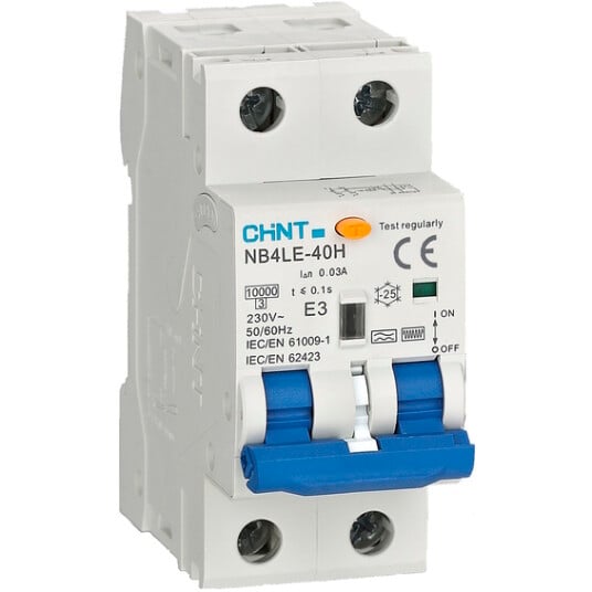 Chint Jordfeilaut Elektronisk Type F 2pol 40A B-kar 100mA 10kA