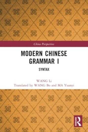 Modern Chinese Grammar I