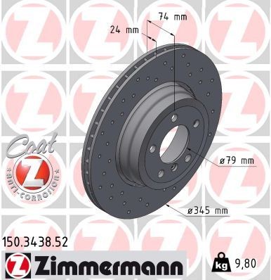 Bremseskive ZIMMERMANN 150.3438.52 Bremseskive ZIMMERMANN 150.3438.52