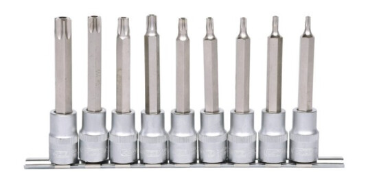 Ks Tools 917.1790, Støpselsett, 1/2", 9 Hoder, Kromvanadiumstål, Din 3120, Iso 1174, 1,5 Kg