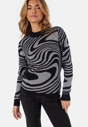 Object Collectors Item Ray L/S Knit Pullover Black Pattern:Medium grey me XL Object Collectors Item Ray L/S Knit Pullover Black Pattern:Medium grey me XL