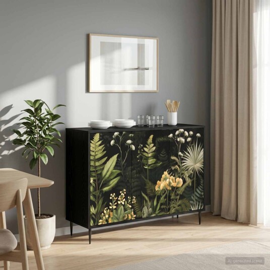 vidaXL Serviesskap RHENEN Svart eik 102 x 33 x 76 cm Konstruert tre