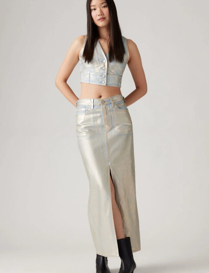 Levi"s® Ankle Column Skirt Med Indigo - Flat Finish - Gold - 26 Levi"s® Ankle Column Skirt Med Indigo - Flat Finish - Gold - 26