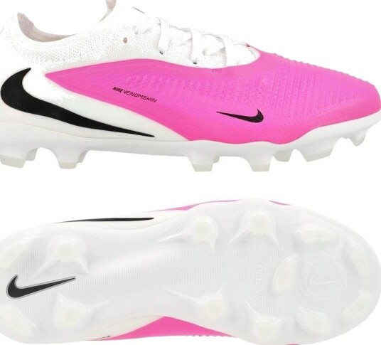 Nike Phantom 6 Pro Low Cut Mg Breakout Hvit/svart/rosa Barn Multi Ground (Mg) størrelse 33½
