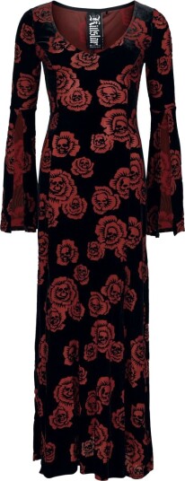 Killstar   Goth Lang kjole   Pandora's Rose Maxi Dress   XS til XXL   Damer   svart rød