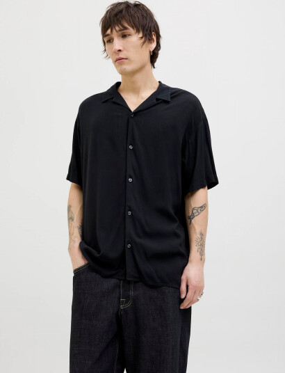 Jack & Jones Jjejeff Solid Resort Shirt S/S Sn - Black - S