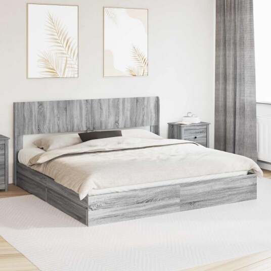 Sengramme med oppbevaring og hodegavl 3 pcs Konstruert tre Sengramme med oppbevaring og hodegavl 3 pcs Konstruert tre