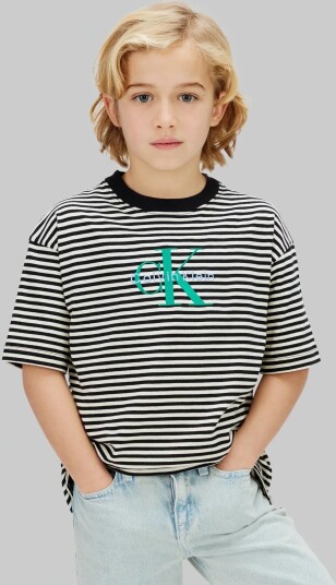 Calvin Klein Stripe Ss T Shirt Black 152