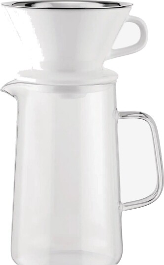 Alessi Set Slow Coffee Of Jug In Heat Resistant Glass Filter Holder In Porcelain And Mesh Filter In 18/10 STEEL One Size