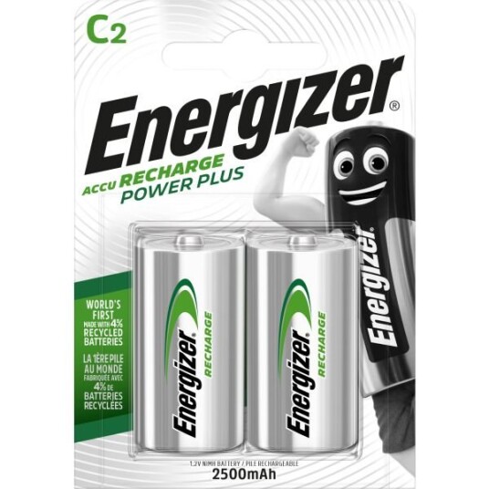 Energizer 2-pakning C Oppladbare NiMH Batterier 2500mAh 1.2V