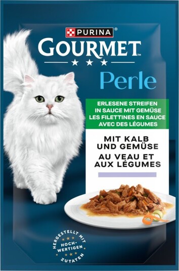 Gourmet våtfôr Opptil 26 på kjøpet Perle våtfôr til katt Kalv & Grønnsaker + 26 på kjøpet 104 x 85 g