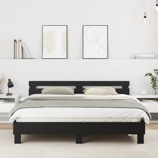 Sengestamme med hodegjerde Svart Eik 180 x 200 cm