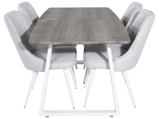 Venture Design Inca & Velvet spisegruppe Grå/grå 4 st stoler & bord 160 x 85 cm
