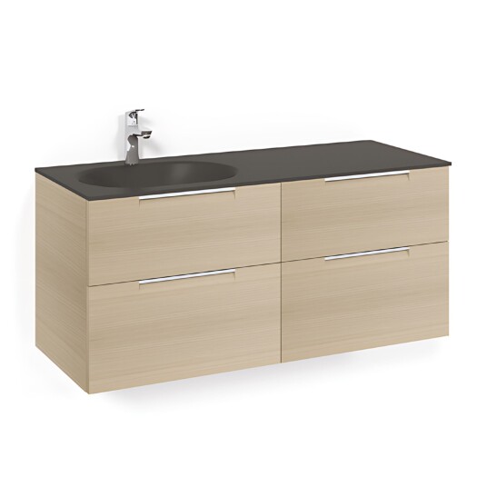 Macro Design Crown Servantskap 4-skuff - med Venstre Glasservant 120cm Eik / Grip Glass Edge Svart Macro Design Crown Servantskap 4-skuff - med Venstre Glasservant 120cm Eik / Grip Glass Edge Svart