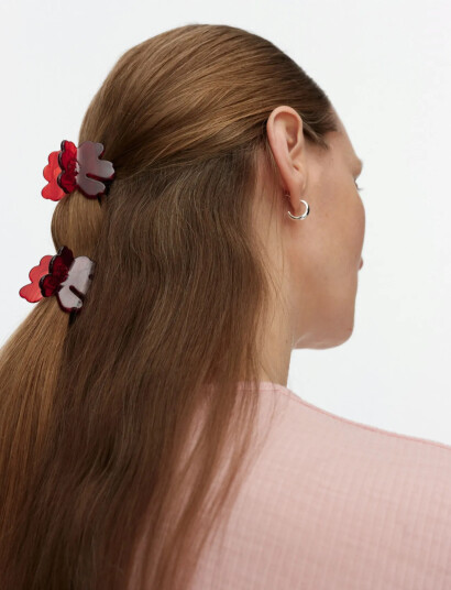 Marimekko Nano Unikko Hair Clip Set   Red   ONE SIZE