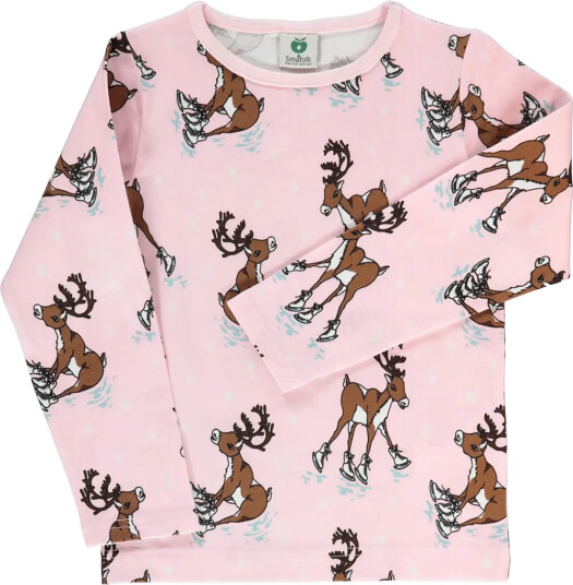 Småfolk Long Sleeved Top With Reindeer Pink 104 110