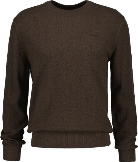 Gant Herringbone Textured C Neck   BROWN MELANGE   XL