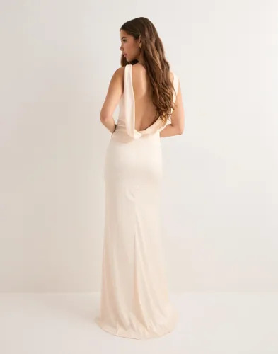 Nelly Champagne Stunner Satin Dress