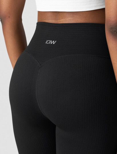 ICANIWILL Ribbed Define Seamless Flared Tights - Black - XL