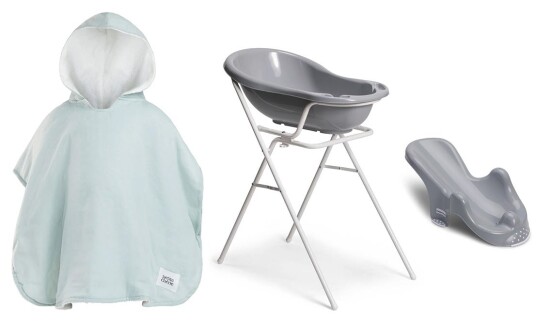 Beemoo CARE Badebalje Med Stativ Inkl. Badestøtte & Badekåpe Grey/Blue