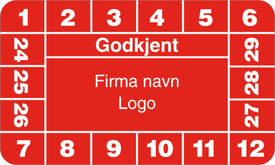 Godkjent - KUNDESPECIFIK - Vinyl klistremerke - 30 x 50 mm - Rød