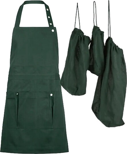 The Organic Company Garden Apron And Foraging Bags 2 Pack Green ONE SIZE The Organic Company Garden Apron And Foraging Bags 2 Pack Green ONE SIZE