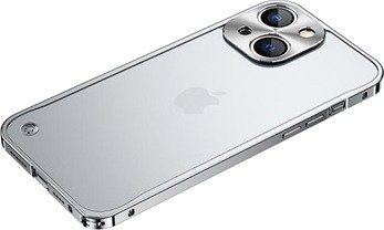iPhone 13 Metall Bumper med Plast Bakbeskytter - Sølv