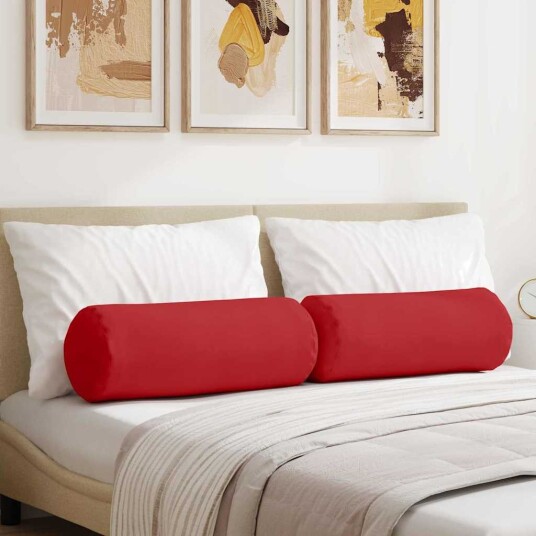 Bolster puter 2 pcs Rød Ø 25 x 70 cm stoff