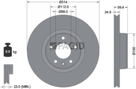 PAGID 54322NHC Bremseskive PAGID 54322NHC Bremseskive