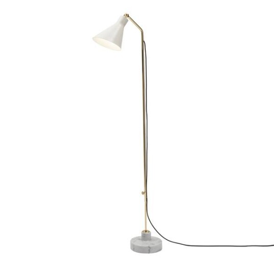 TATO Alzabile Gulvlampe Hvit/Messing & Hvit Marmor