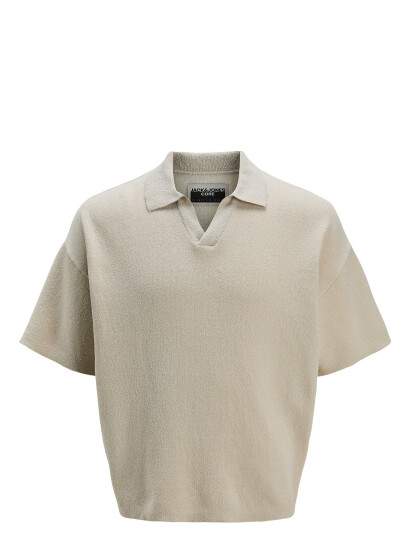 Jack & Jones Jcohorizon Knit Ss Polo - Cream - S