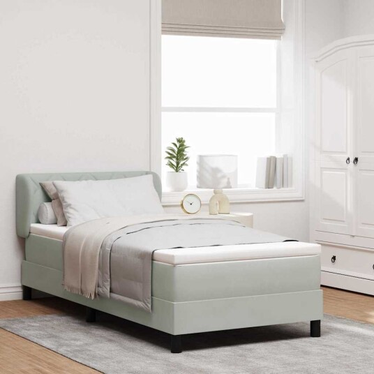 Box Spring Seng med Madras Lys Grå 90x190 cm Fløyel