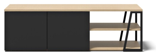 Temahome Albi TV-Bord 145, Lys eik/Svart metall, 145x45x45 Unoliving