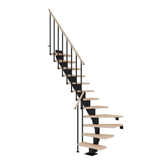 Dolle Frankfurt L-trapp Svart-classic Ii-hvitoljeret Eik-75-13 - Loddret Høyde 259 301 Cm