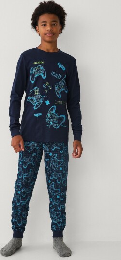Ellos Collection Pysjsett i bomullsjersey Blå