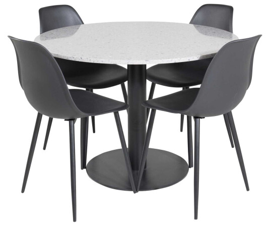Venture Design Razzia & Polar spisegruppe Grå/svart 4 st stoler & bord 106 cm
