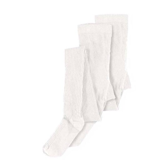 Name It 2-Pack Ribb Strømpebukse I Bomull, White
