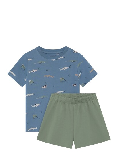 Minymo T Shirt+Short Set Aop Blue 110 Minymo T Shirt+Short Set Aop Blue 110
