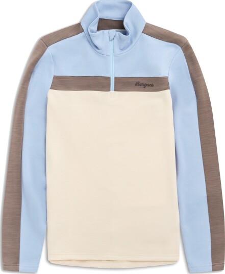 Bergans Uldal Half Zip Ullgenser Dame Creme/Light Dusty Blue L L