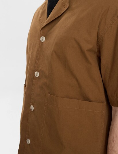Anerkjendt Akotto Cotton Poplin Ss Overshirt   Brown   S