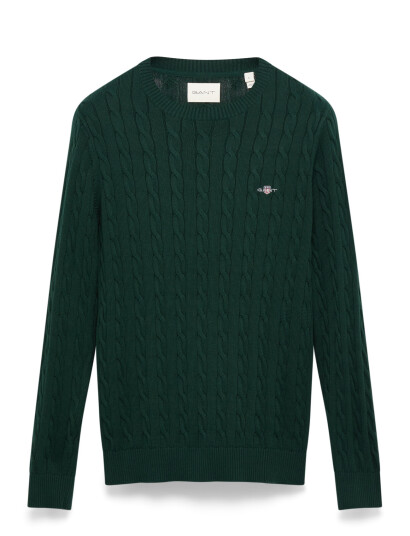 GANT Cotton Cable C-Neck - Khaki green - L