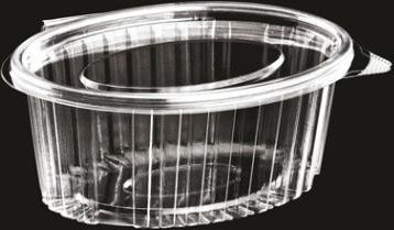 Plastbæger Catersource 375 Ml 112X145x57 Mm Oval Hængslet Låg Rpet Klar,100 Stk/Ps 100 Stk.