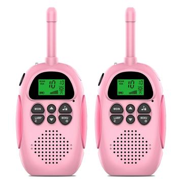 2 stk DJ100 Walkie Talkie leker for barn Interphone Mini håndholdt sender/mottaker 3 km rekkevidde UHF-radio med nøkkelbånd rosa