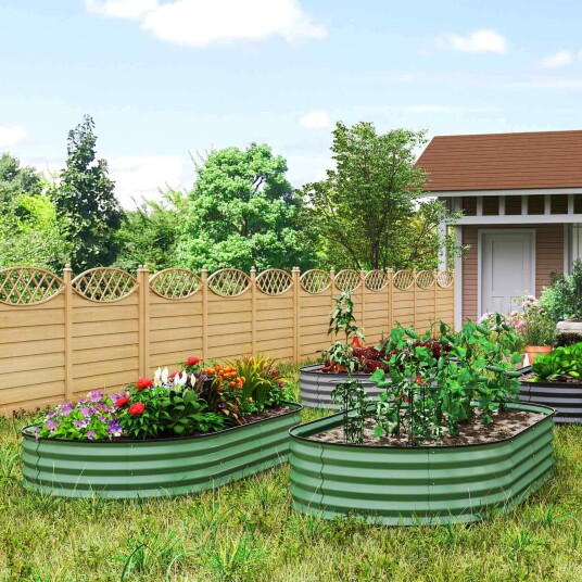 Sett med 2 høybed av stål plantebed kaldramme hagebed blomsterkasse stablebar plantekasse grønnsaksbed 181 x 93 x 30 cm Sett med 2 høybed av stål plantebed kaldramme hagebed blomsterkasse stablebar plantekasse grønnsaksbed 181 x 93 x 30 cm