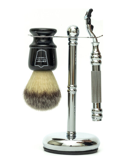 Parker 3 Piece Black Brush-43M (Mach3)-Chrome Stand - Multi/patterned - ONE SIZE Parker 3 Piece Black Brush-43M (Mach3)-Chrome Stand - Multi/patterned - ONE SIZE