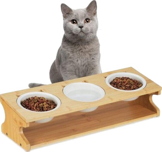 Fôringsstasjon for katter med 3 skåler