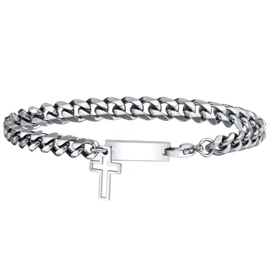 Kors Herrearmbånd i rustfritt stål 7 mm 18205 cm Kors Herrearmbånd i rustfritt stål 7 mm 18205 cm