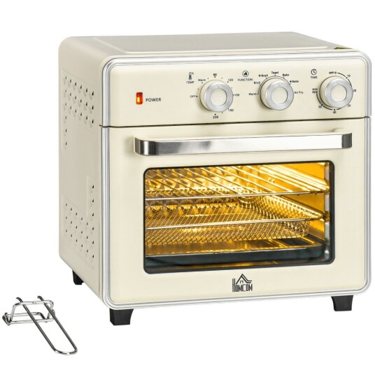 Miniovn Med Sirkulasjonsluft 20L, 7 I 1 Pizzaovn Inkludert Stekebrettsett, Stekekurv, Smulebrett, 1 Times Timer, 1400 W, Kremhvit Miniovn Med Sirkulasjonsluft 20L, 7 I 1 Pizzaovn Inkludert Stekebrettsett, Stekekurv, Smulebrett, 1 Times Timer, 1400 W, Kremhvit