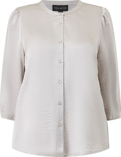NO. 1 BY OX Skjorte Shirt w puff and 3/4 sleeves Grå NO. 1 BY OX Skjorte Shirt w puff and 3/4 sleeves Grå