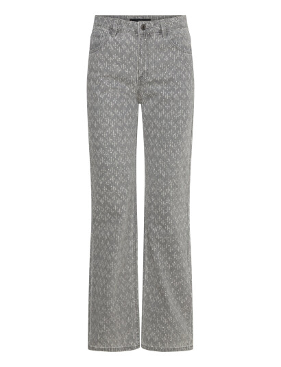 Mango Straight-Fit Jeans With Rhinestone Detail - Grey - 32
